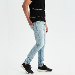 American Eagle Acid Wash Skinny Straight Denim Jeans Classic Vintage Style